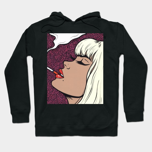 Platinum Blonde Smoking Girl Hoodie by turddemon